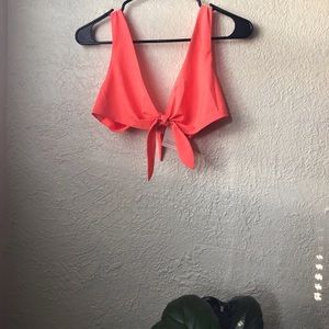 Tobi “Call Me Maybe” neon coral tie crop top (M)